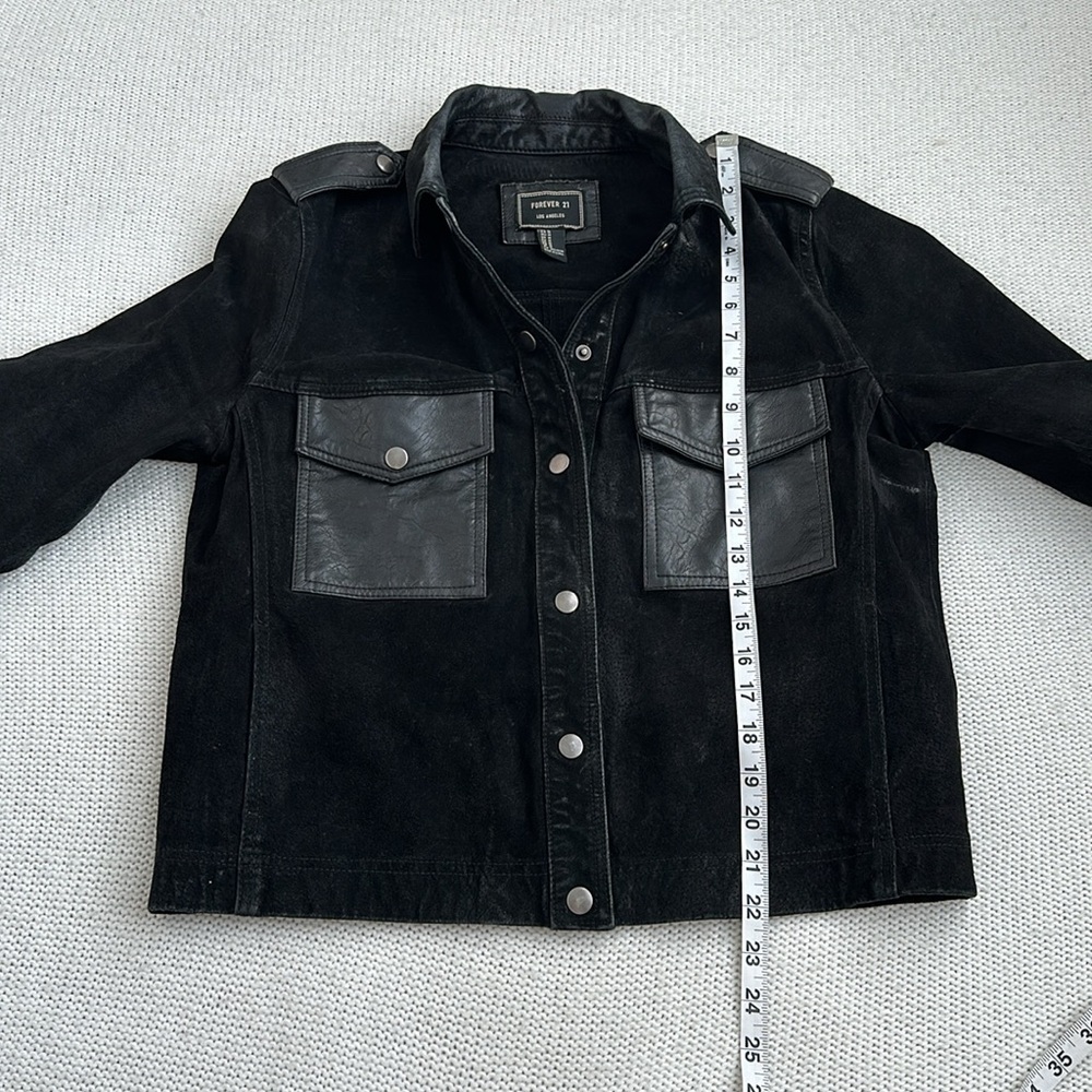 Forever 21 100% Pigskin Leather Jacket Black Size Medium - Picture 4 of 7